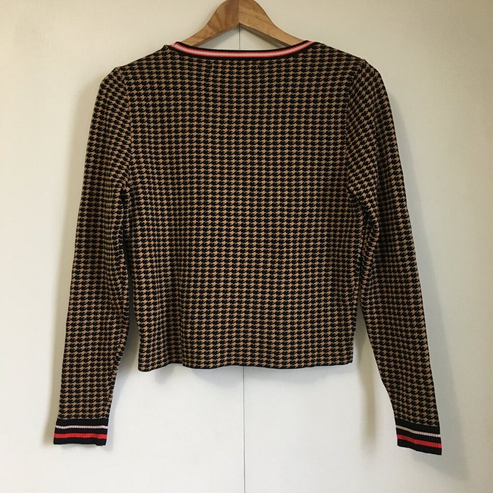 ONLY Zandra 2019 Pullover Houndstooth Knit Sweater With Preppy Stripes Size S - Picture 4 of 16